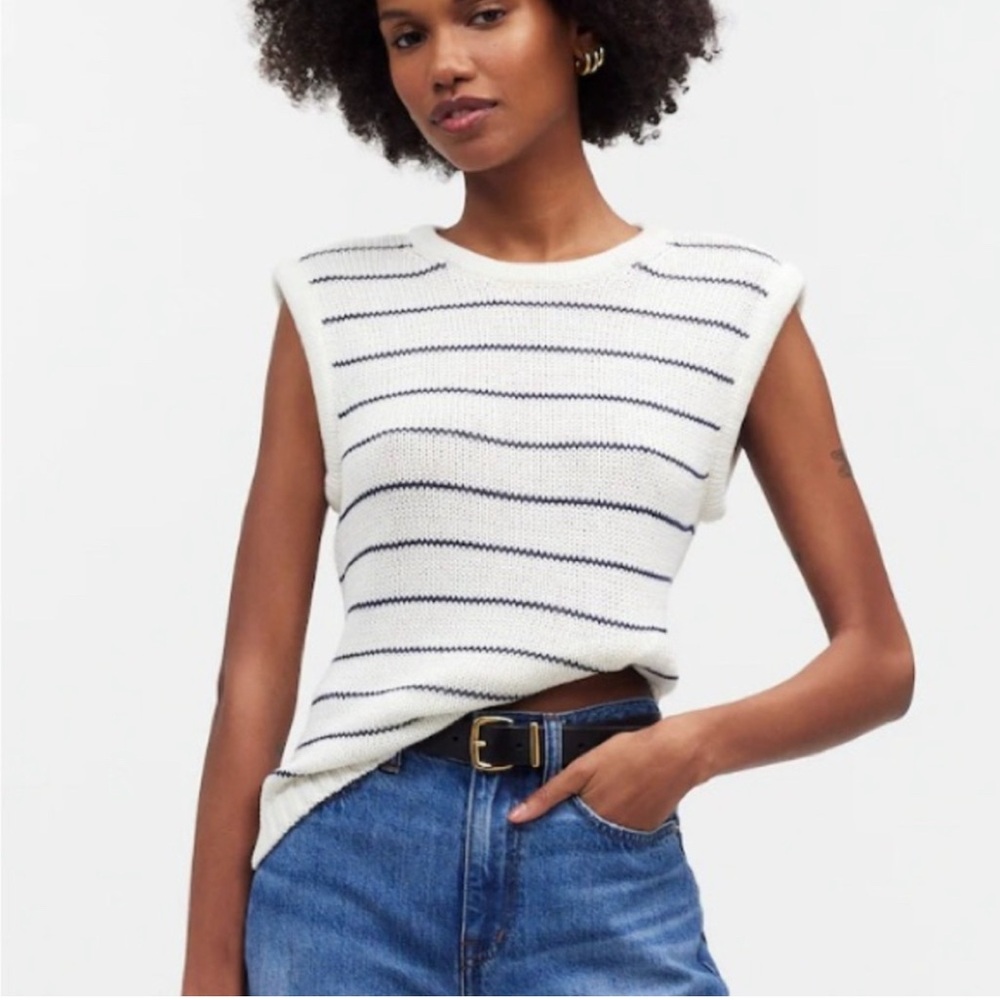 Madewell Puff Sleeve Knit Tank in Stripes